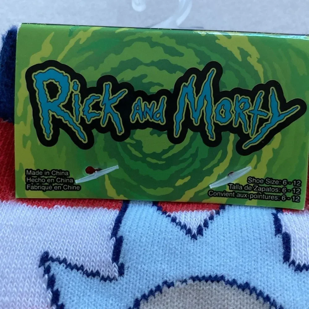 Rick and Morty Adult Swim 3-Pack Holiday Crew Socks Mens Shoe Size 6-12 New